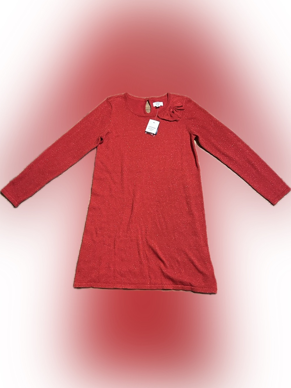 NEW W/ TAGS Crown & Ivy Kids Large Glitter Red Dress Long Sleeve